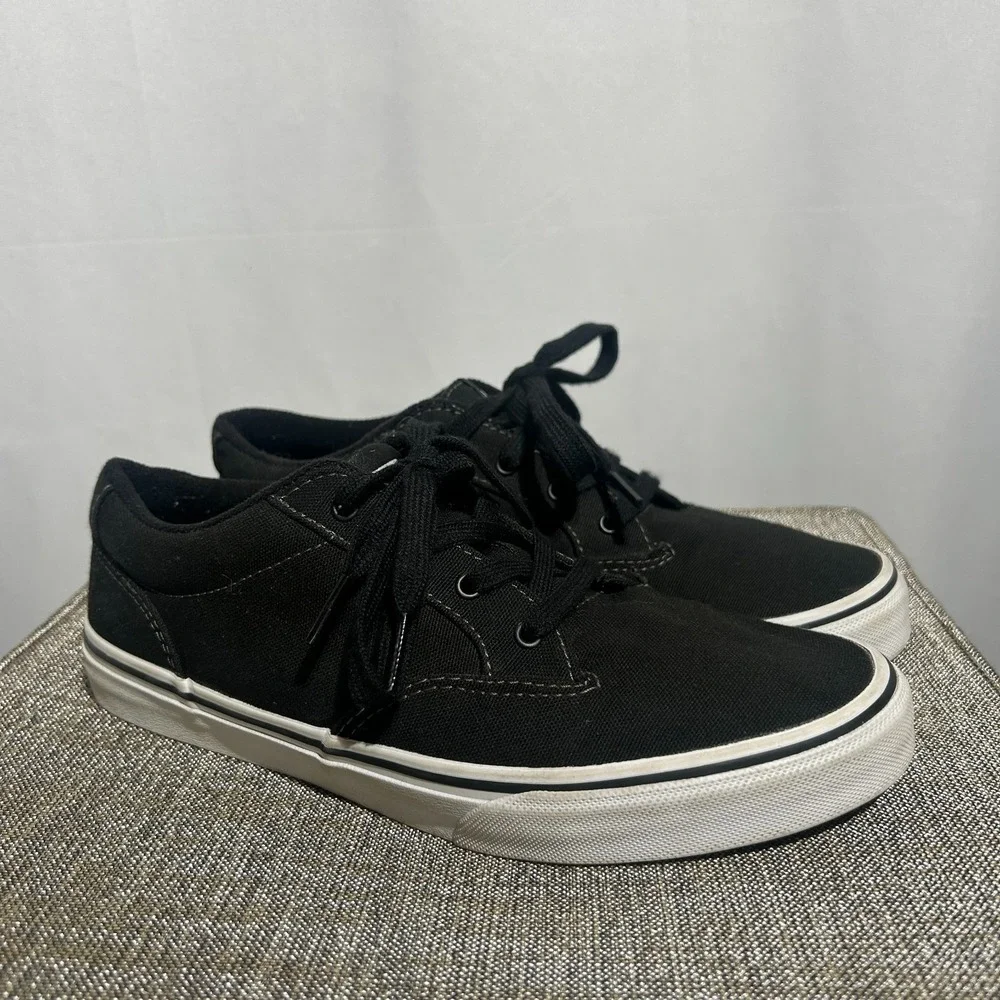 Vans Youth Size 6 Athletic Low Top Textile Canvas Skate Shoes Black TB4R